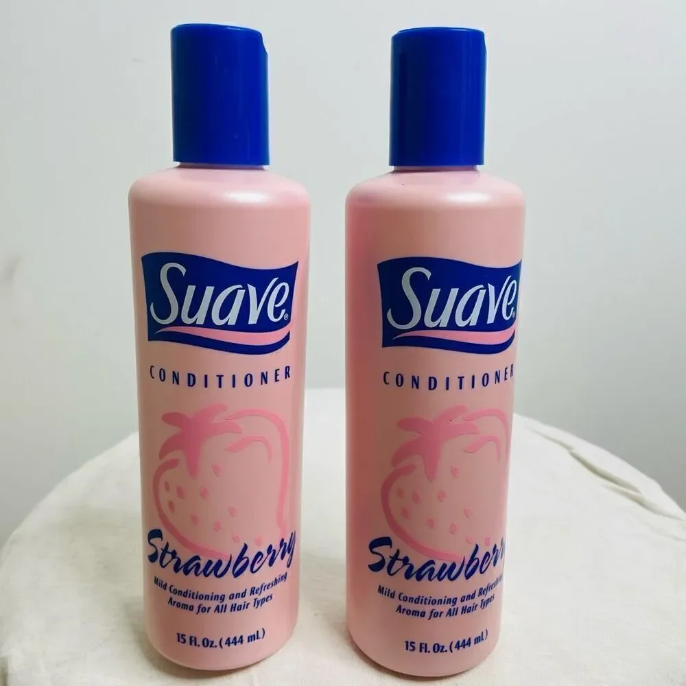 New Suave Strawberry Conditioner Vintage Full Bottle 15‎ fl oz Prop Rare Set 2